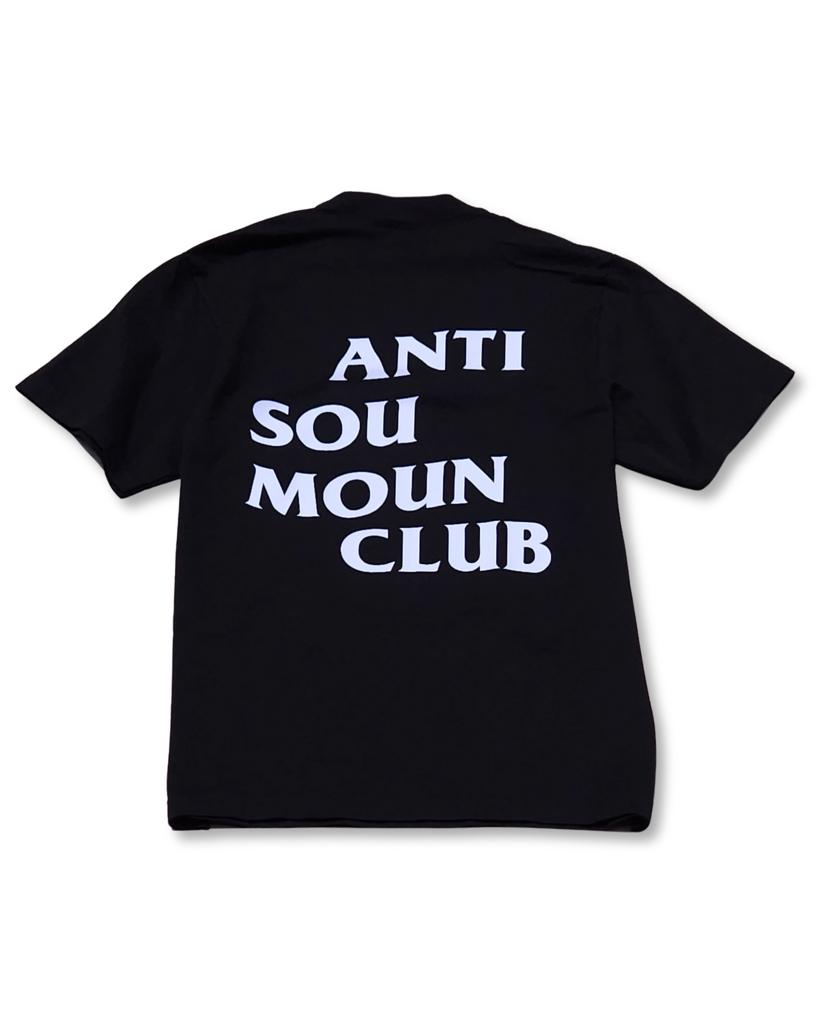 Black ANTI SOU MOUN CLUB heavyweight tee with white back graphic